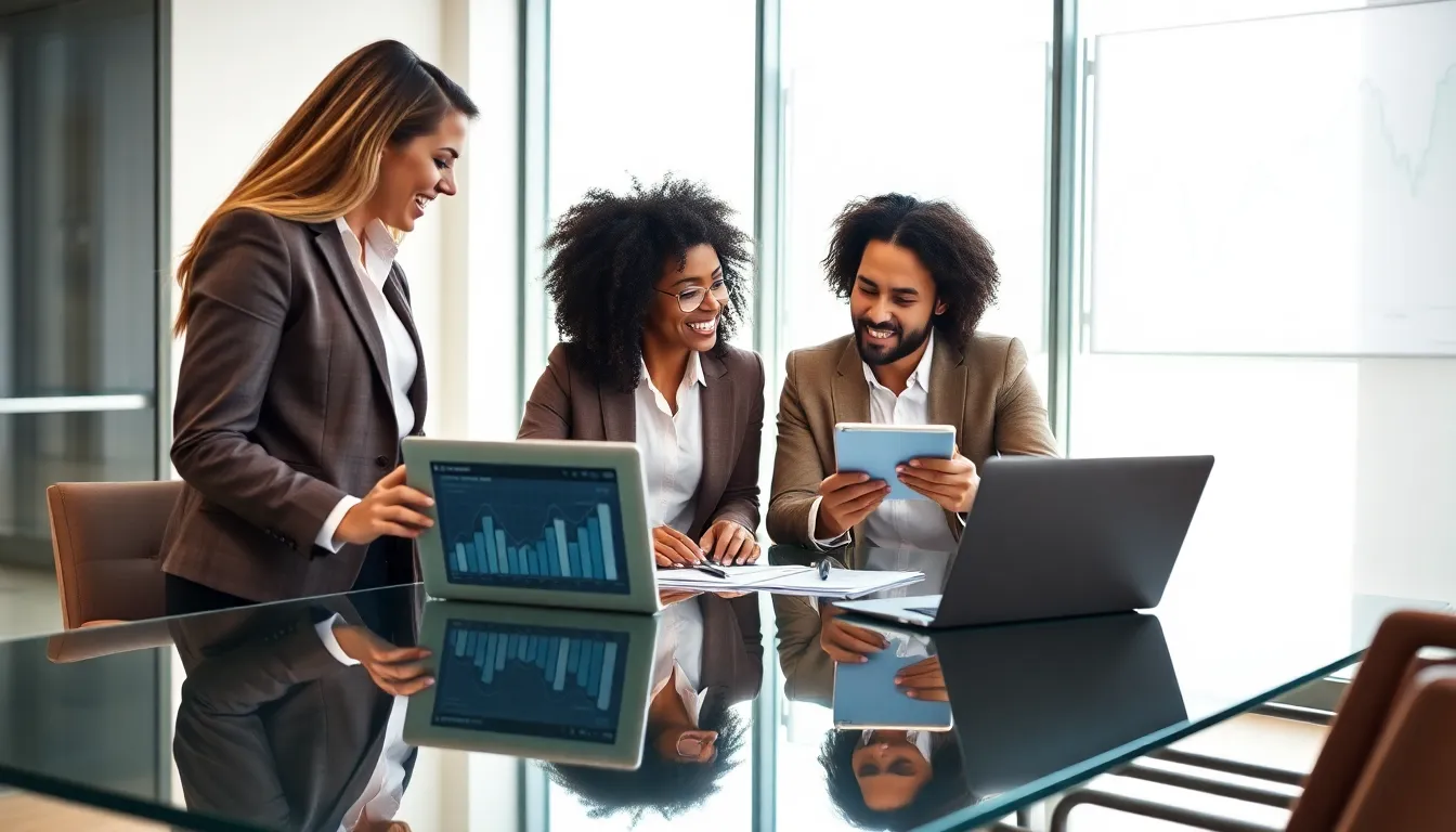 diverse real estate agents collaborating in a modern office setting.