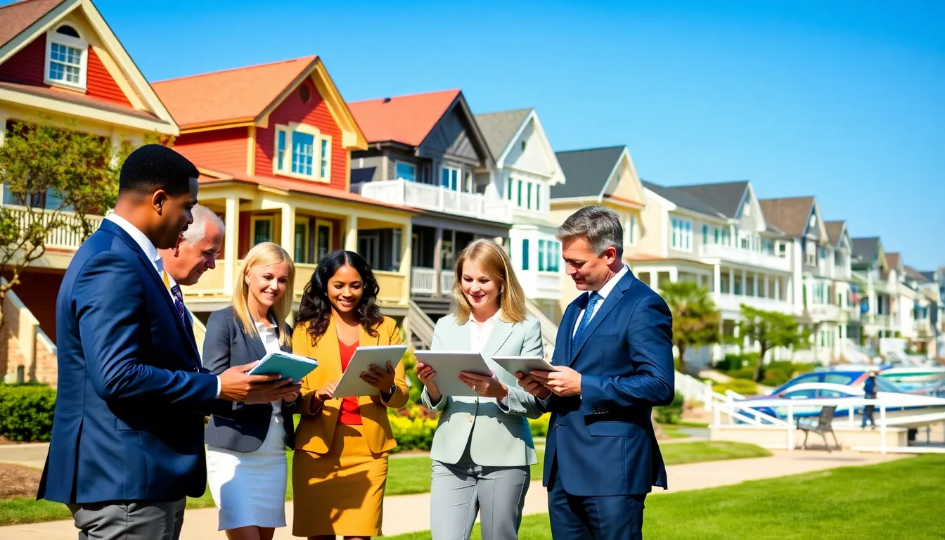real estate professionals discussing properties in Newport News neighborhood.
