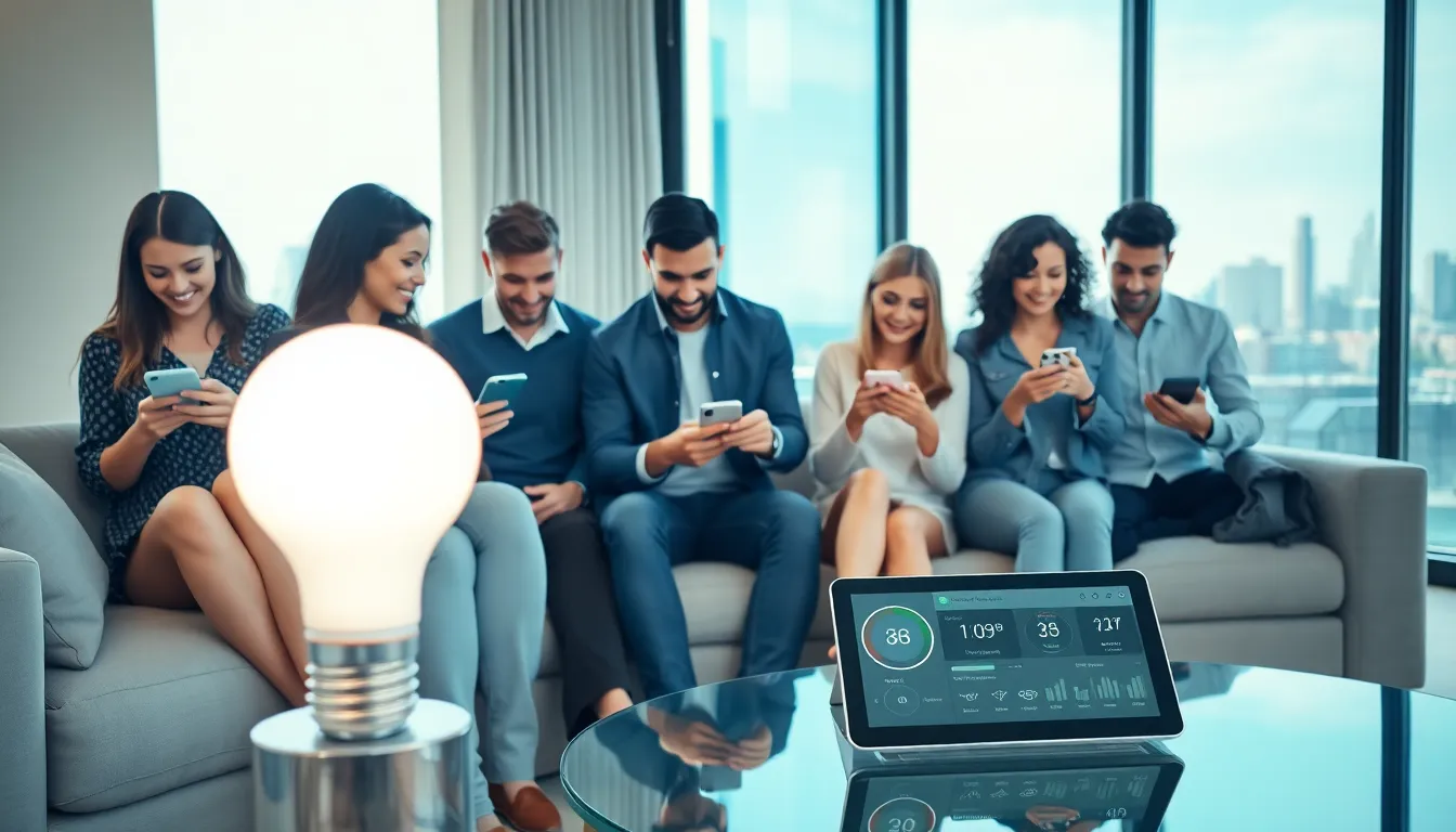 professionals using smart home technology in a modern apartment.